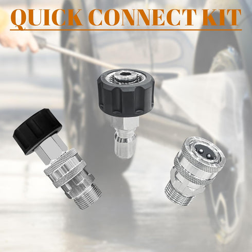 Willdone Pressure Washer Quick Connect Kit, Stainless Steel M22 14mm to 3/8 Inch Quick Connect Fittings for Power Washer, 4 Pack...