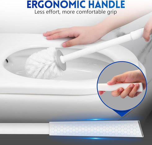 Toilet Bowl Brush and Holder Set, Compact Toilet Scrubber Brush for RV and Bathroom Cleaning, Durable Classic 360°PP Bristle, Drip-Proof, Wall Mou...