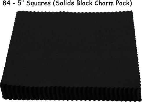 Solid Black Charm Pack, 84 5-inch Cotton Fabric Squares...