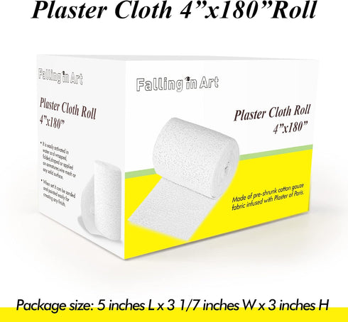 Falling in Art Plaster Cloth Rolls, 500gsm Plaster Strip, Plaster Gauze Bandages for Craft Projects, Mask Making, Belly Casts, Body Molds, 4inch x...