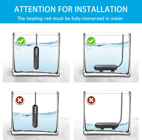 YukiHalu Small Aquarium Heater 25/50/100/150W with Protective Cover, Mini Fish Tank Heater, External Controller, Temperature Adjustable, Digital D...