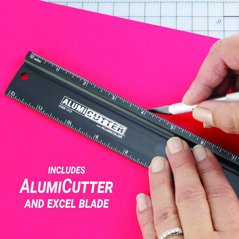 Alumicolor AlumiCutter Aluminum Straight Edge w/Blade for Office, School, Engineering and Framing, 18IN, Silver...