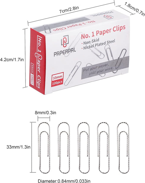 #1 Nonskid Paper Clips, 600 Medium Paper Clips (6 Boxes of 100 Each), Paperclips for Office School & Personal Use, Daily DIY, 1-2/7" Silver Heavy ...