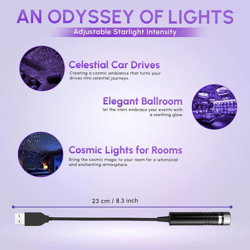 2-Pack USB Star Night Light Projector for Car, Bedroom, Interior Decor, Roof, Ceiling Galaxy Projector, Romantic Mood Lighting by Renewgoo (Purple...
