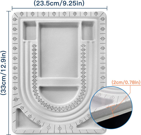 The Bead Board with Clear Cover,Grey Flocked,6 Recessed Compartments,3 U-Shaped Channels,Design Boards for Jewelry Bracelet Necklace Making DIY...