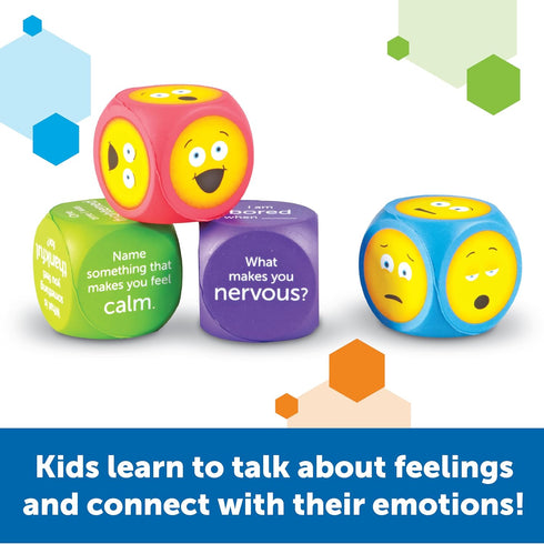 Learning Resources Soft Foam Emoji Cubes, Set of 4, Ages 3+, Conversation Cubes for Kids, Social Emotional Learning,...