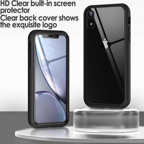 JETech Case for iPhone XR 6.1-Inch with Built-in Anti-Scratch Screen Protector, 360 Degree Full Body Rugged Phone Cover Clear-Back (Black)...