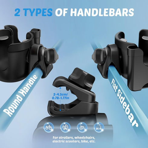 Guiseapue Cup Holder for Walker, Stroller Cup Holder Attachment with Phone Holder, Wheelchair/Stroller Accessories for Uppababy, Nuna, Doona, Roll...