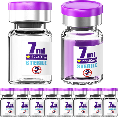 Ks-Tek Sterile Empty Vials with Self Healing Injection Port,with Aluminum plastic Cap,Sterile Package (7ml Clear, 10)...