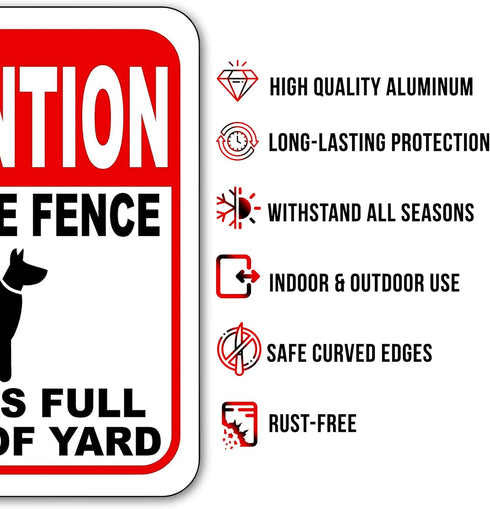Attention Invisible Fence Dogs Sign - Dog Has Full Range of Yard, Warning Signs for Home, Dog House Sign Decorations, Animal Safety Sign for The H...