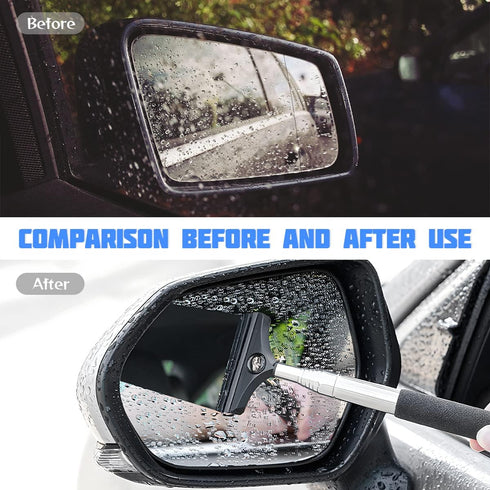 8sanlione Car Rearview Mirror Wiper, American Flag Telescopic Auto Mirror Squeegee Cleaner, Glass Mist Cleaning Tool with Retractable 98cm Handle,...