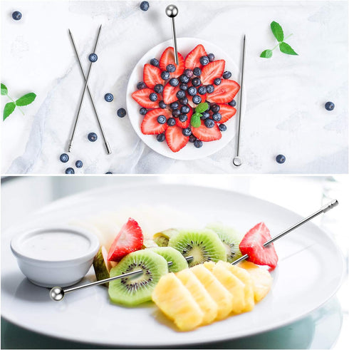Cocktail Picks Stick, 20Pcs Stainless Steel Martini Picks, Reusable Metal Cocktail Skewers Olives Appetizers Bloody Mary Brandied...