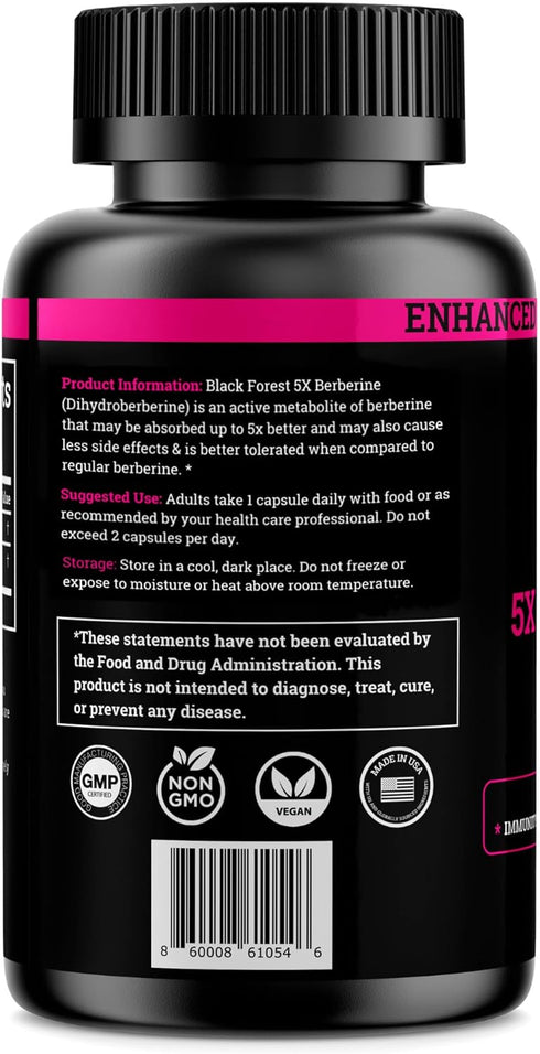 Black Forest 5X Berberine a Dihydroberberine supplement (Super Berberine Now 5X More Effective Than Regular Berberine HCL) Best Dihydroberberine w...