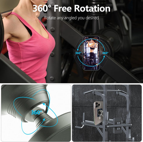 Dual Magnetic Phone Holder for Gym, Gym Magnet Phone Mount&Holder for Videos & Photos, Attaches to Any Metal Surface- Designed for All Phones, Sil...