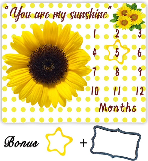 Baby Monthly Milestone Blanket for Baby,You are My Sunshine Sunflower Baby Monthly Milestone Blanket,Baby Month Blanket for Baby,Baby Growth Chart...