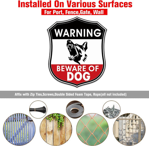 Zonon 2 Pcs Beware of Dog Sign for Fence 10 x 8.5 Inch Reflective Dog Warning Signs Aluminum Warning Sign for Indoor Outdoor Home Business Yard Dr...