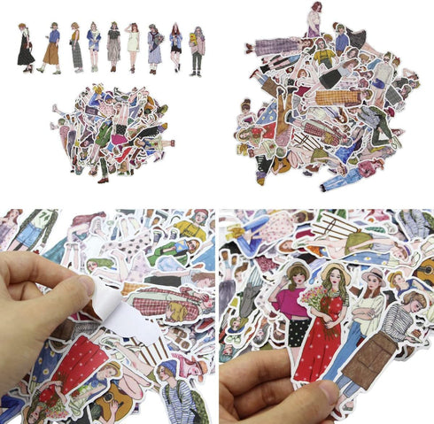 ANKOMINA 100 PCS Fashion Lovely Girls Stickers Waterproof Handbook DIY Craft Photo Album Scrapbook Journal Planner Motorcycle Car Laptop Luggage W...