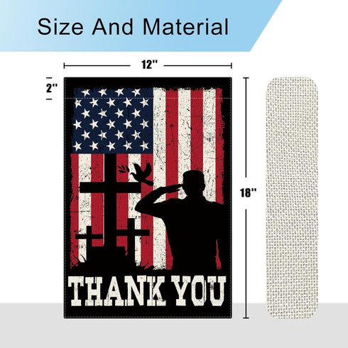 Memorial Day Garden Flag 12×18 Inch Double Sided Vertical Burlap Thank You Military Soldiers Independence Day Veterans Day Garden Flag Farmhouse O...