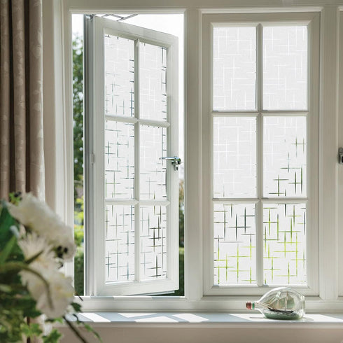 Finnez Frosted Window Film Non-Adhesive, Frosting Privacy Film for Glass Windows, Self Static-Cling Decorative Window Cling for Home Office UV Pro...