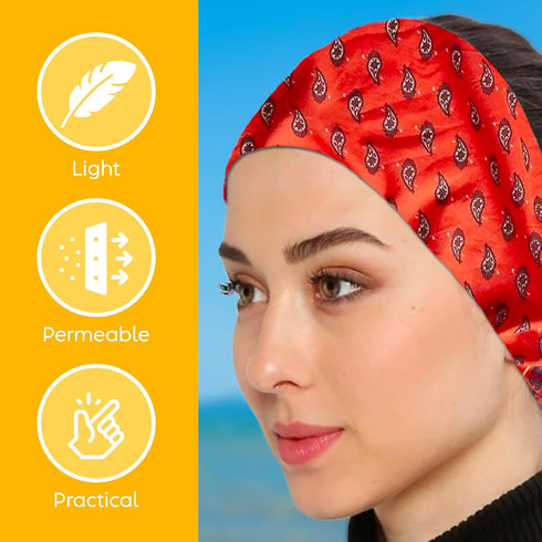 Womens Neck Scarf 23"x23" Small Square Organic Cotton | Headband Scarf Bandana Wrap Head Scarf Breathable Lightweight...