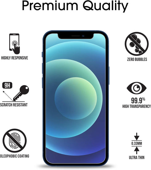 amFilm Glass Screen Protector Compatible with iPhone 12 Mini 5.4" Display, 2020, with Easy Installation Tray, Tempered Glass, 3 Pack...