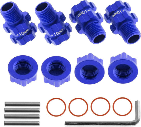 RC Wheel Hex Hubs Adapter 14mm to 17mm Widen 10mm Extended Wheel Hub Drive with Anti-dust Cap Nuts Compatible for Arrma 1/10 3S Granite Mega Sento...