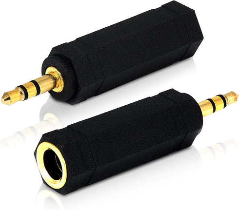 Mobi Lock 3.5mm Plug to 6.35mm Socket (Pack of 2) 1/8 to 1/4 inch Stereo Audio Jack Adapter | Connects Devices with 3.5mm port to Amplifiers, Guit...