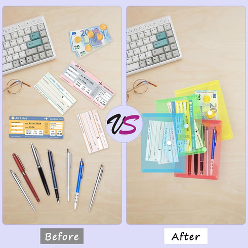 GoodSing Plastic Envelopes,10 Pack Clear Envelopes A6 Reusable Pouches Document File Organizer,Plastic Envelopes with Snap Closure for Money Recei...