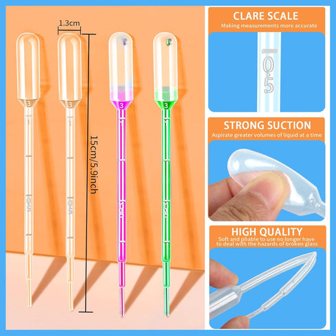 Teenitor 1Ml Transfer Pipettes Teenitor Eye Droppers 50Pcs Plastic Pipettes, Transfer Pipettes Eye Droppers for Liquids Essential Oils...