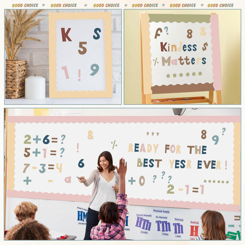 221 Pcs Alphabet Combo Cutout for Bulletin Board, Letters, Numbers, Punctuation, Symbols Cutouts for Back to School Classroom Home Chalkboard Bull...