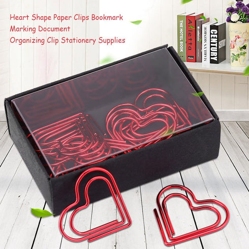 12Pcs Paperclips Heart Shaped Paper Clip Holders, Bookmark Marking Document Organizing Clip for Files Papers Office Supply(Red)...