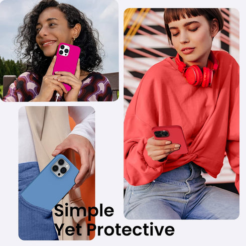 ORNARTO Compatible with iPhone 14 Pro Max Case 6.7, Slim Liquid Silicone 3 Layers Full Covered Soft Gel Rubber Phone Case Protective Cover with Mi...