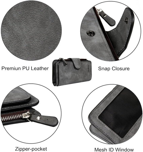 Wallet for Women RFID Blocking Clutch Purse Long Ladies Credit Card Holder Organizer(Dark Grey)...