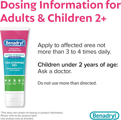 Benadryl Extra Strength Anti-Itch Topical Gel with 2% Diphenhydramine HCI for Itch Relief of Outdoor Itches Associated with Poison Ivy, Insect Bit...