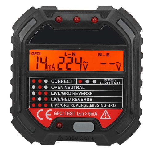 HT107B 90-250V Socket Tester 3-Pin Outlet Tester Receptacle Tester Frequency Phase Voltage Leakage Voltage Test Electric Circuit Detector...