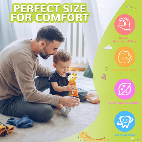 Baby Montessori Sensory Teething Toys for 3-6 6-12 Months, Food Grade Baby Teether, Newborn Infant Rattle Toys, Baby Shower Gifts, Learning Educat...