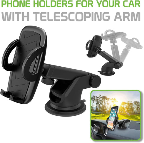 Cellet Telescoping Arm Car Phone Holder – Adjustable Dashboard & Windshield Mount for Smartphones...