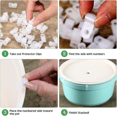 12 Pcs Dutch Oven Lid Protector Clips Replacement Plastic Clips for Stacking and Storage Plastic Bumpers for Display and Storage and Stacking of D...