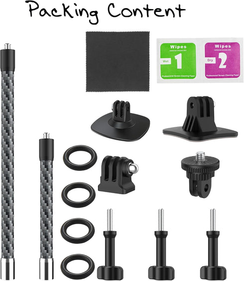 Upgraded Carbon Fiber Extension Arm Rod Kit, Action Camera Pole Helmet Mount Extension Arm for GoPro Hero 12/11 / 10/9 / 8/7 / 6/5 Black and Insta...
