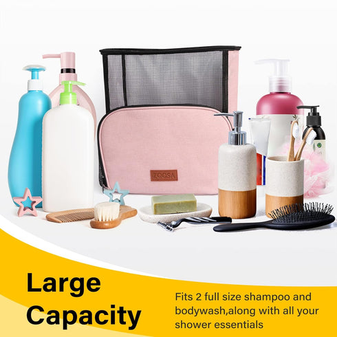 Shower Bag with Phone Pocket Holder, Extra Large Portable Hanging Mesh Shower Bathroom Tote Caddy for College Dorm, Travel, Gym, Camping, Quick Dr...