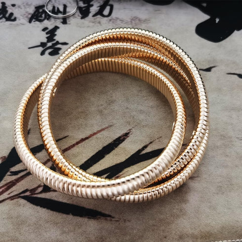 JczR.Y Snake Stretch Bracelet Triple Wrap Bracelets for Women Gold Wrap Bracelets Boho Snake Chain Interlocking Omega Serpent Bracelet Stretchy Pu...
