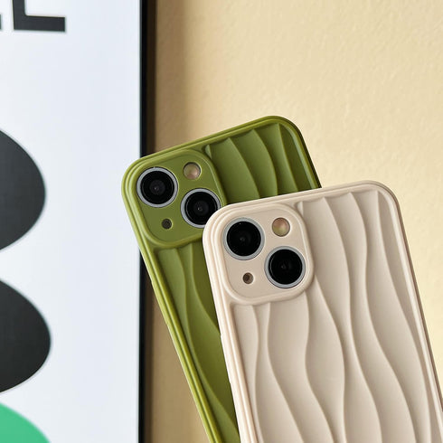 Caseative for iPhone 12 Case,Water Ripple Pattern Wave Shape Compatible with iPhone Case (Beige,iPhone 12)...