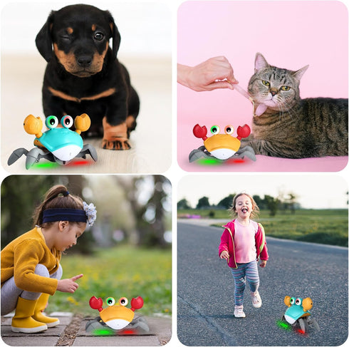 Crawling Crab Sensing Escape Toy, Tummy Time Baby Toy with Music& Lights, Interactive Kids Infant Learning and Entertainment Fun Toy Birthday Chri...