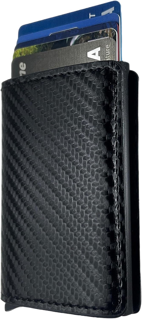 TARKS Minimalist Wallet Slim Carbon Fiber Design RFID-Blocking with Automatic Pop-Up Aluminum Credit Card Holder and Money Clip for Men and Women-...