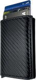 TARKS Minimalist Wallet Slim Carbon Fiber Design RFID-Blocking with Automatic Pop-Up Aluminum Credit Card Holder and Money Clip for Men and Women-...