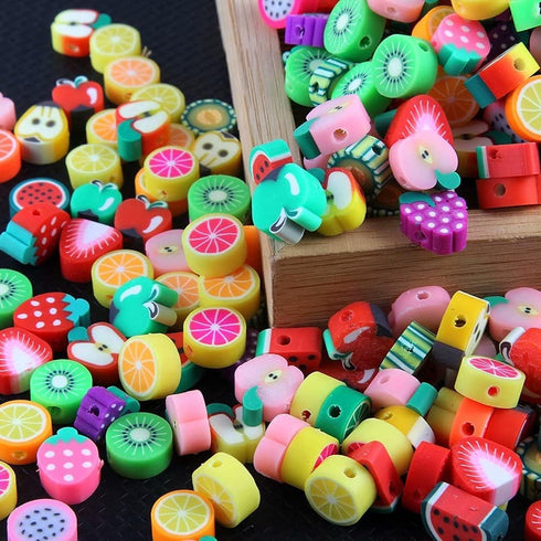 100pcs Mixed Fruit Polymer Clay Spacer Beads for Women Jewelry Making DIY Bracelet Necklace Hair Clip Accessories (Fruit)...