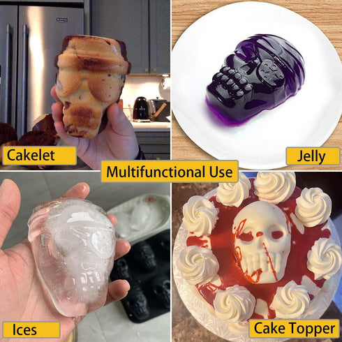 JETKONG Skull Cake Pan Silicone Skull Cakelet Mold Skull Pirate Cake Tin Baking Pan (Black)...
