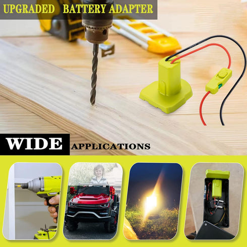 Upgraded 18V Battery Adapter for Ryobi 18V One+ Battery Adapter All-in-one Design of The Fuse and Switch Power Tool Battery Converter Kit 14 Gauge...