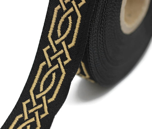 10.9 Yards Spool 0.79 inches Wide Gold Black Celtic Claddagh Celtic Ribbon Embroidered Woven Ribbon Jacquard Ribbon 20272...