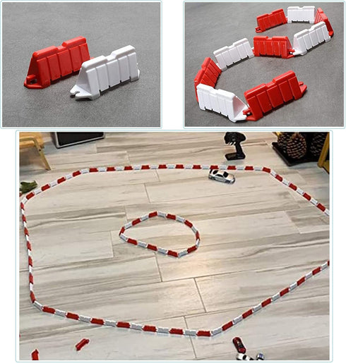 Hobby Fans 120 Pieces RC Car Racing Track Drift Runway Drift Field Fence for 1/14 1/16 1/18 1/24 1/28 Mini RC Car (Red+White)...